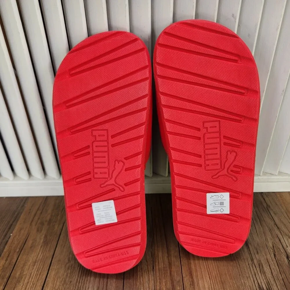 Puma Cool Cat BX JR Slides Junior Sz 5C High Risk Red Puma Black Slip On Sandals